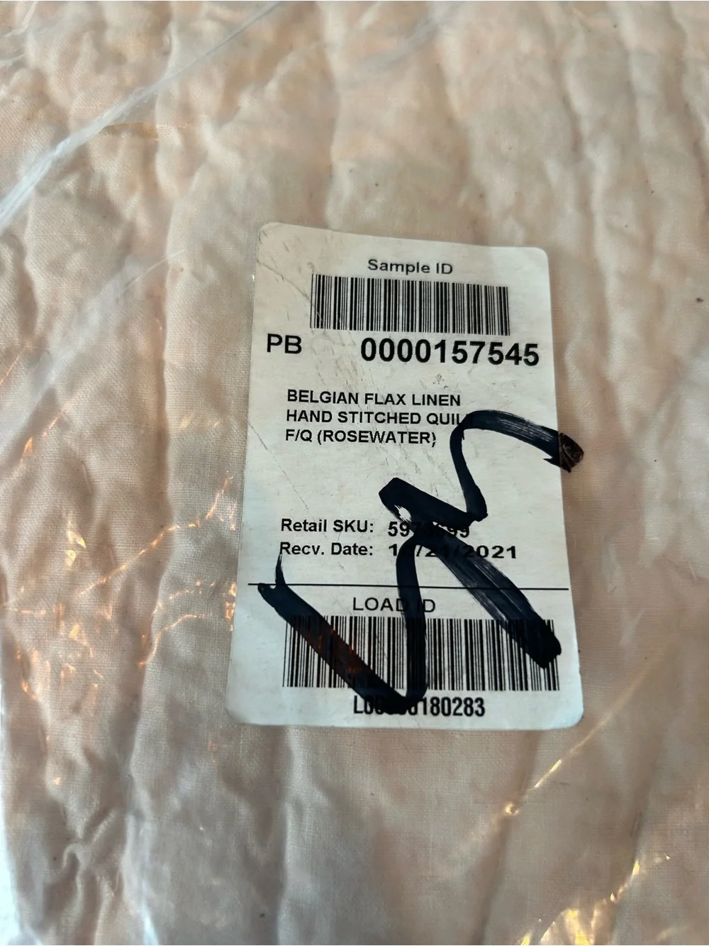 Pottery Barn Belgian Flax Linen Hand Stitched Quilt F/Q Rosewater NWOT